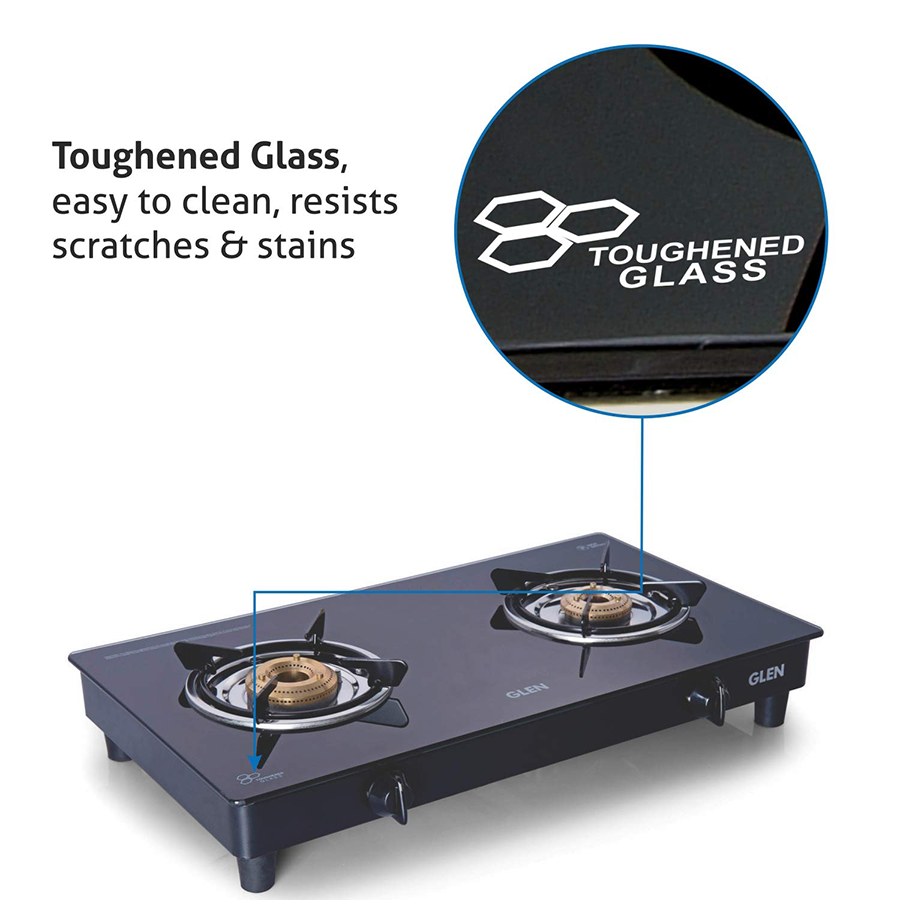 Buy Glen Gt Bb Bl Toughened Glass Top Burner Manual Gas Stove